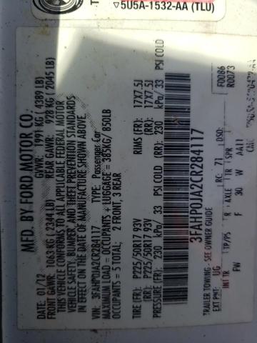 Photo 10 from auction – 2012 FORD FUSION SEL with VIN 3FAHP0JA2CR284117