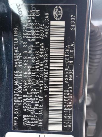 Photo 10 from auction – 2015 TOYOTA CAMRY LE with VIN 4T1BF1FK6FU497915