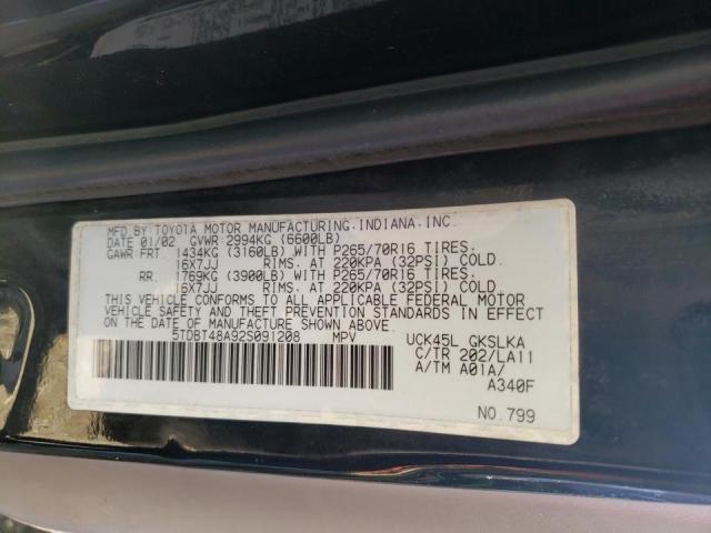 Zdjęcie 10 z aukcji – 2002 TOYOTA SEQUOIA LI z VIN 5TDBT48A92S091208
