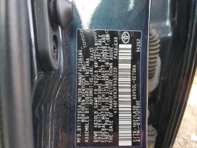 Photo 10 from auction – 2015 TOYOTA CAMRY HYBR with VIN 4T4BF1FK3FR493732