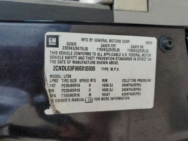 Photo 10 from auction – 2006 CHEVROLET EQUINOX LT with VIN 2CNDL63F966016009