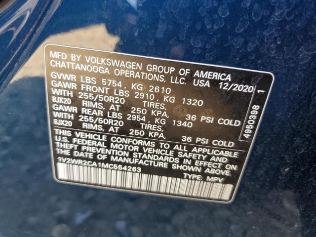 Photo 10 from auction – 2021 VOLKSWAGEN ATLAS SE with VIN 1V2WR2CA1MC554263