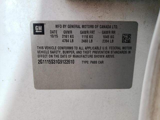 Photo 10 from auction – 2016 CHEVROLET IMPALA LT with VIN 2G1115S31G9122610