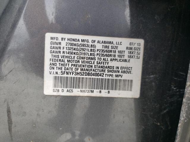 Photo 10 from auction – 2013 HONDA PILOT EXL with VIN 5FNYF3H52DB040042