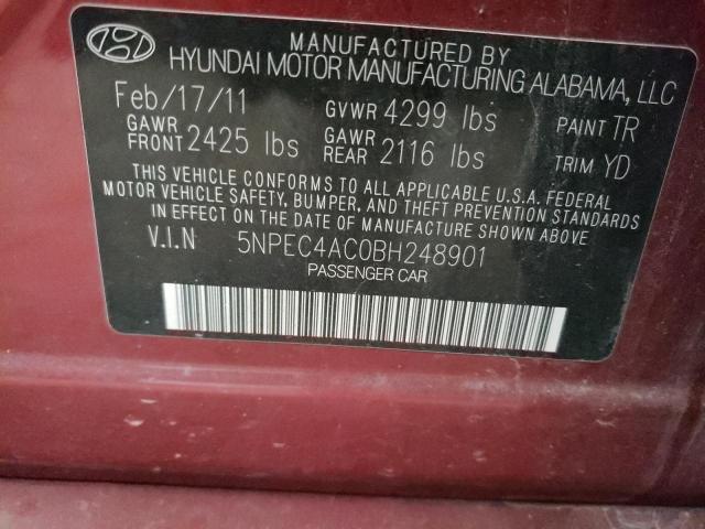 Photo 10 from auction – 2011 HYUNDAI SONATA SE with VIN 5NPEC4AC0BH248901