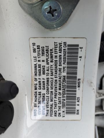 Photo 10 from auction – 2010 HONDA CIVIC LX with VIN 19XFA1F6XAE073944