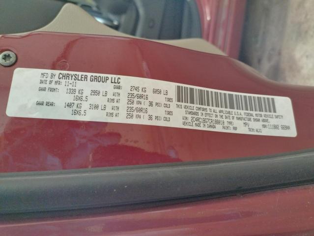 Photo 10 from auction – 2012 CHRYSLER TOWN & COU with VIN 2C4RC1BG7CR188010