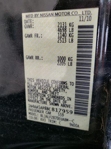 Photo 10 from auction – 2011 NISSAN MAXIMA S with VIN 1N4AA5AP8BC817959