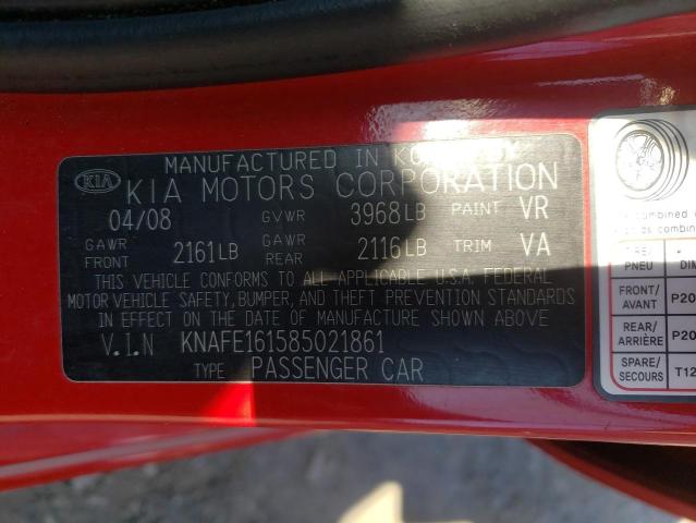 Photo 10 from auction – 2008 KIA SPECTRA5 5 with VIN KNAFE161585021861