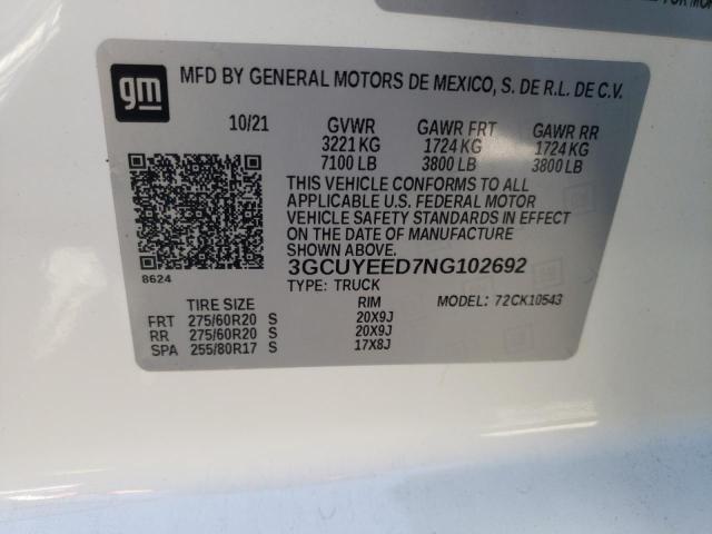 Photo 10 from auction – 2022 CHEVROLET SILVERADO with VIN 3GCUYEED7NG102692