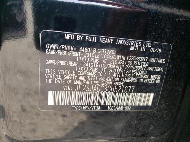 Photo 10 from auction – 2016 SUBARU FORESTER 2 with VIN JF2SJADC3GH521677