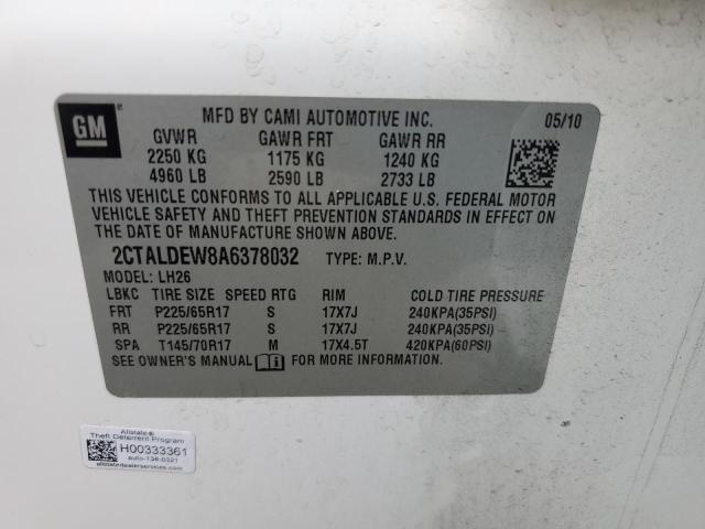 Photo 10 from auction – 2010 GMC TERRAIN SL with VIN 2CTALDEW8A6378032