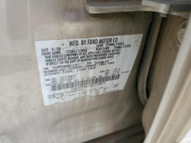Photo 10 from auction – 2008 FORD TAURUS SEL with VIN 1FAHP24W58G155872