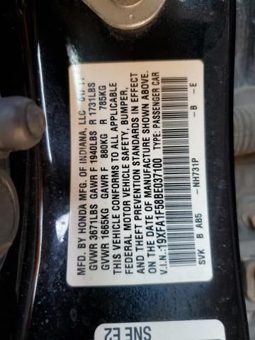 Photo 10 from auction – 2011 HONDA CIVIC LX with VIN 19XFA1F58BE037100