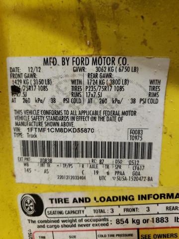 Photo 10 from auction – 2013 FORD F150 with VIN 1FTMF1CM8DKD55870