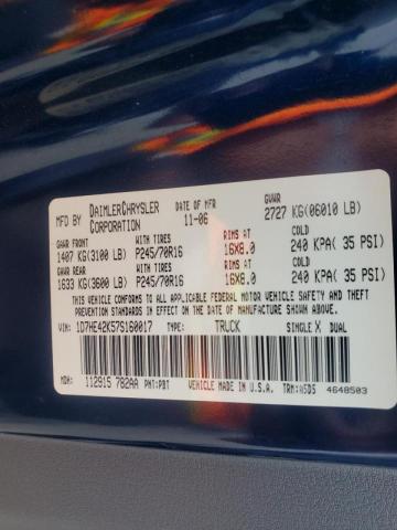 Photo 10 from auction – 2007 DODGE DAKOTA SLT with VIN 1D7HE42K57S160017