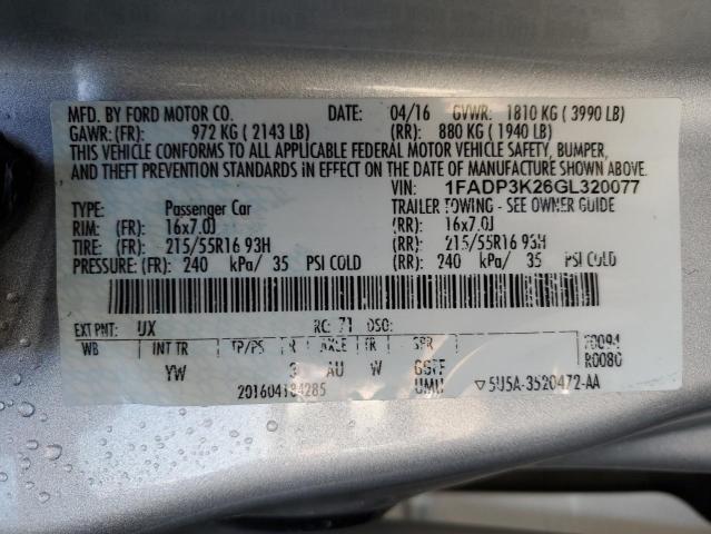 Photo 10 from auction – 2016 FORD FOCUS SE with VIN 1FADP3K26GL320077