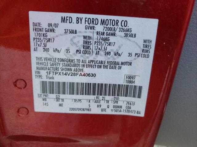 Photo 10 from auction – 2008 FORD F150 with VIN 1FTPX14V28FA40630