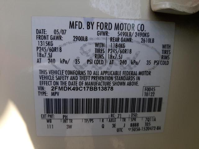 Photo 10 from auction – 2007 FORD EDGE SEL P with VIN 2FMDK49C17BB13878