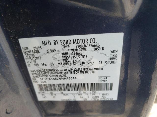 Photo 10 from auction – 2006 FORD F150 with VIN 1FTPX145X6NA45514
