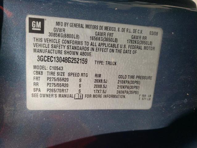Photo 10 from auction – 2008 CHEVROLET SILVERADO with VIN 3GCEC13048G252159