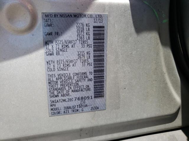 Photo 10 from auction – 2014 NISSAN ROGUE S with VIN 5N1AT2ML2EC768091