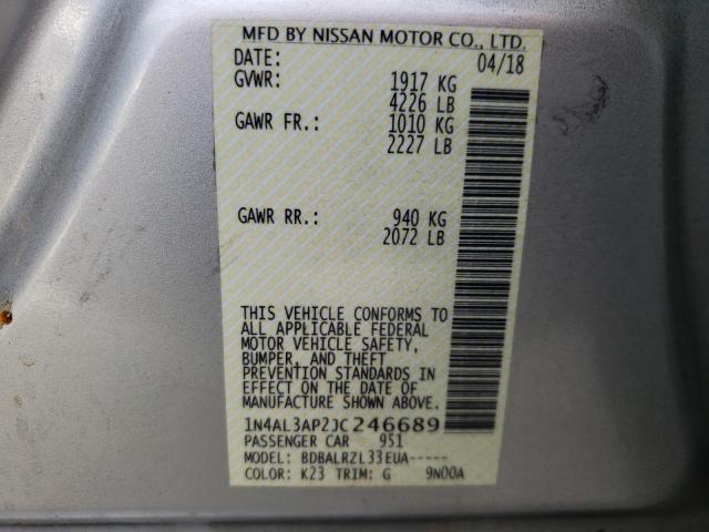 Photo 10 from auction – 2018 NISSAN ALTIMA 2.5 with VIN 1N4AL3AP2JC246689