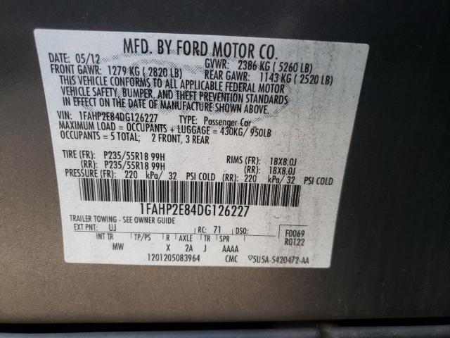 Photo 10 from auction – 2013 FORD TAURUS SEL with VIN 1FAHP2E84DG126227