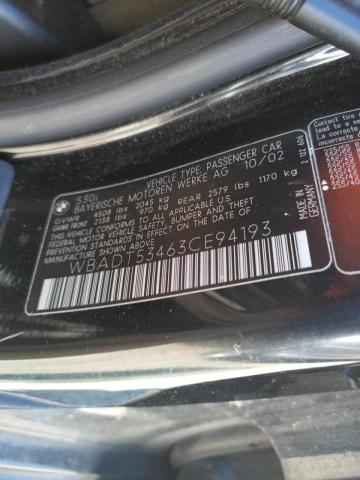Photo 10 from auction – 2003 BMW 530 I with VIN WBADT53463CE94193