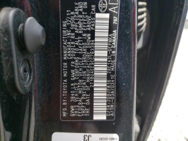 Photo 10 from auction – 2012 TOYOTA COROLLA with VIN 2T1BU4EE9CC763394