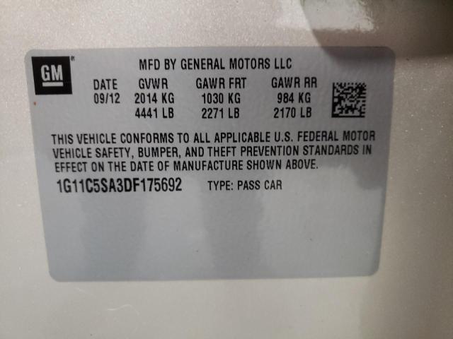 Photo 10 from auction – 2013 CHEVROLET MALIBU 1LT with VIN 1G11C5SA3DF175692