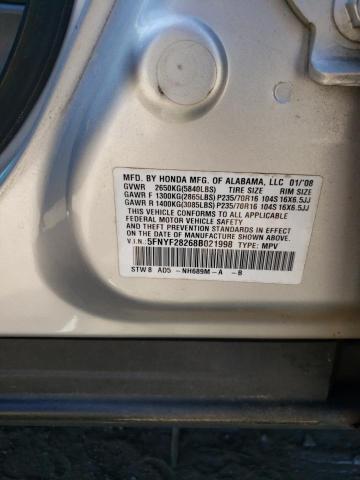 Photo 10 from auction – 2008 HONDA PILOT VP with VIN 5FNYF28268B021998
