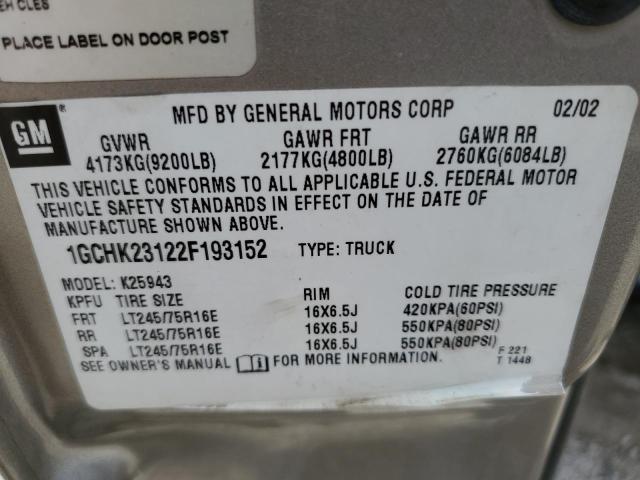 Photo 10 from auction – 2002 CHEVROLET SILVERADO with VIN 1GCHK23122F193152