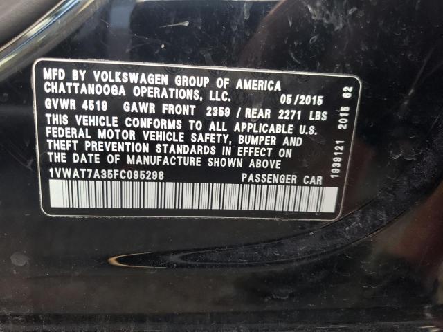 Photo 10 from auction – 2015 VOLKSWAGEN PASSAT S with VIN 1VWAT7A35FC095298