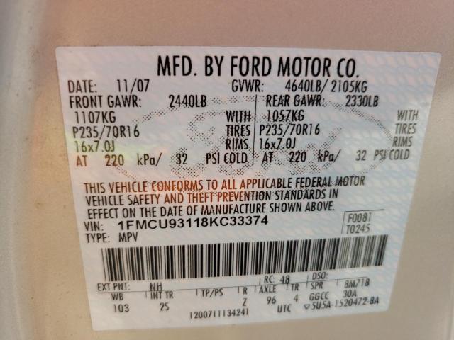 Photo 10 from auction – 2008 FORD ESCAPE with VIN 1FMCU93118KC33374