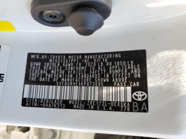 Photo 10 from auction – 2019 TOYOTA COROLLA L with VIN 5YFBURHE4KP873695