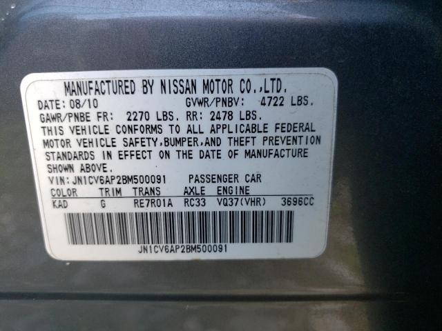 Photo 10 from auction – 2011 INFINITI G37 BASE with VIN JN1CV6AP2BM500091