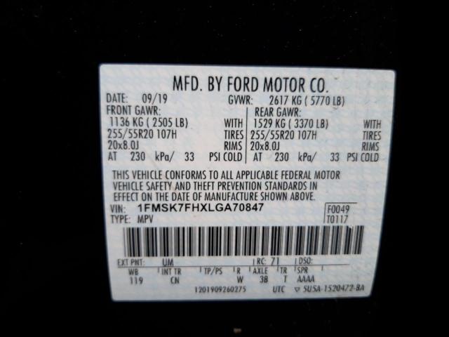 Photo 10 from auction – 2020 FORD EXPLORER L with VIN 1FMSK7FHXLGA70847