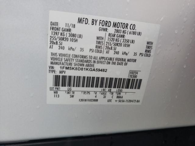 Photo 10 from auction – 2019 FORD EXPLORER X with VIN 1FM5K8D81KGA59482