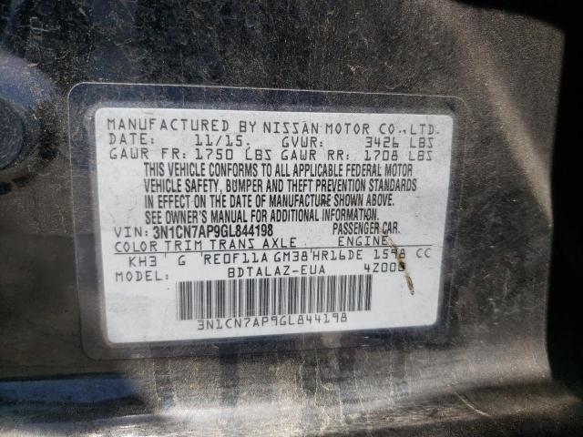 Photo 10 from auction – 2016 NISSAN VERSA with VIN 3N1CN7AP9GL844198