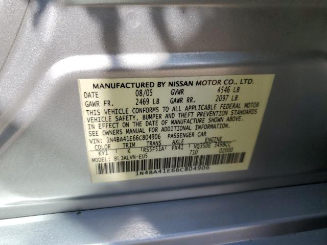 Photo 10 from auction – 2006 NISSAN MAXIMA SE with VIN 1N4BA41E66C804906