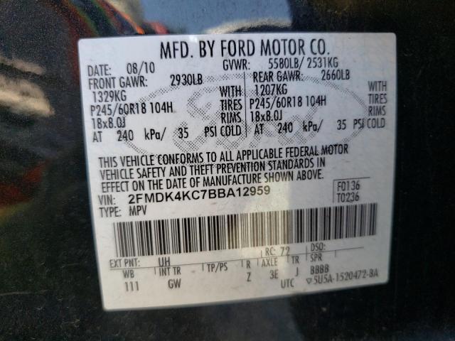 Photo 10 from auction – 2011 FORD EDGE LIMIT with VIN 2FMDK4KC7BBA12959