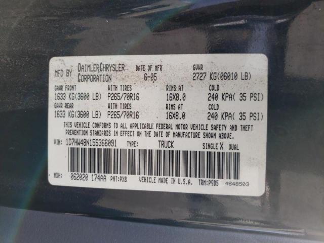Photo 10 from auction – 2005 DODGE DAKOTA with VIN 1D7HW48N15S366091