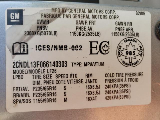 Photo 10 from auction – 2006 CHEVROLET EQUINOX LS with VIN 2CNDL13F066140303
