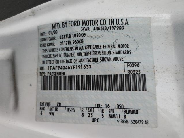 Photo 10 from auction – 2000 FORD MUSTANG with VIN 1FAFP4046YF191633