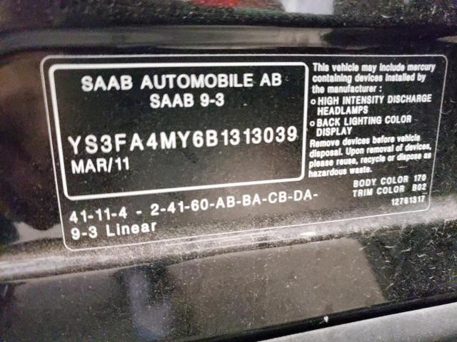Photo 10 from auction – 2011 SAAB 9-3 2.0T with VIN YS3FA4MY6B1313039