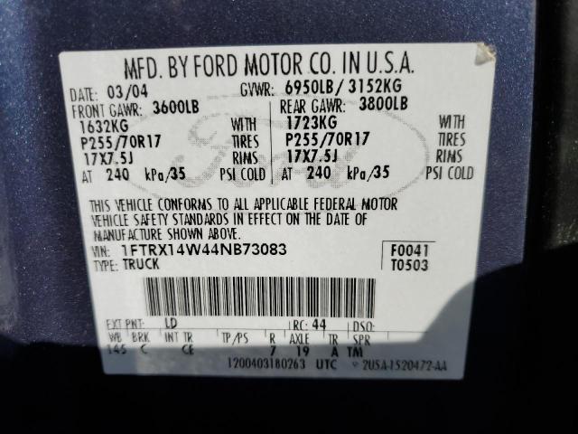 Photo 10 from auction – 2004 FORD F150 with VIN 1FTRX14W44NB73083