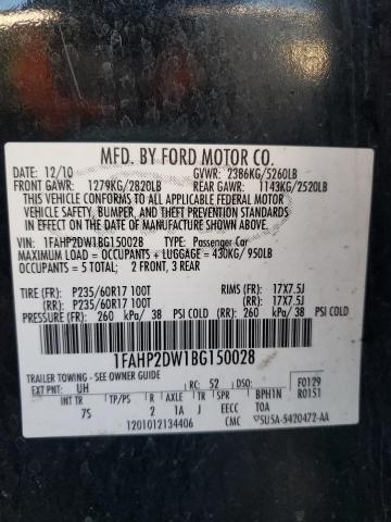 Photo 10 from auction – 2011 FORD TAURUS SE with VIN 1FAHP2DW1BG150028