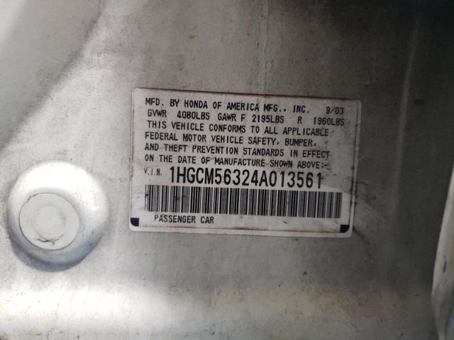 Photo 10 from auction – 2004 HONDA ACCORD with VIN 1HGCM56324A013561