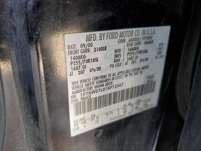 Photo 10 from auction – 2001 FORD F150 SUPER with VIN 1FTRW07L01KF12367